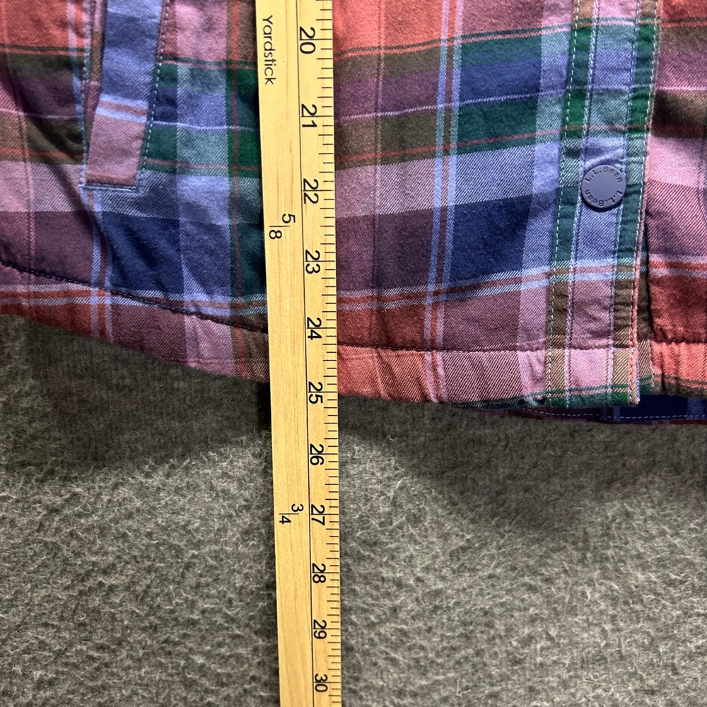 LL Bean Womens XS Fleece Lined Flannel Shirt Jacket Plaid Purple Pink 505597 - Picture 10 of 10